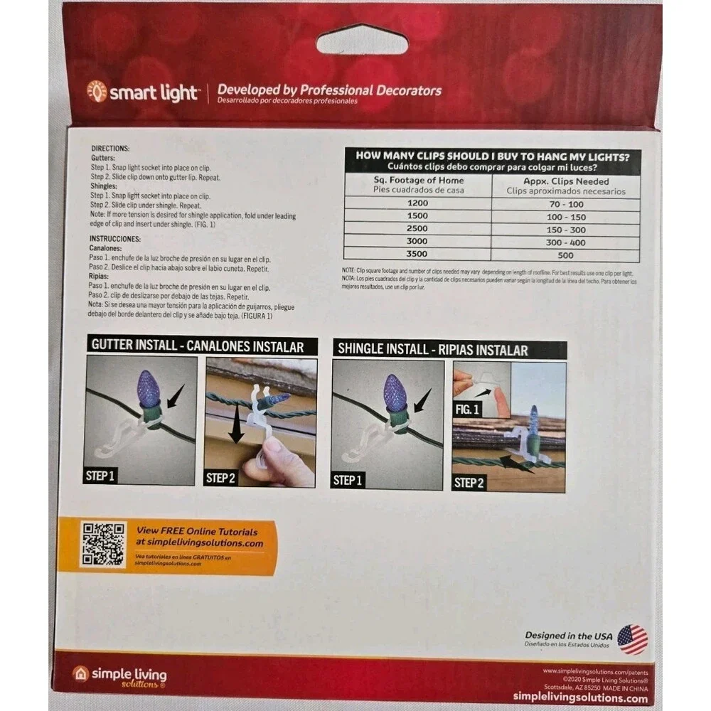 UNIVERSAL LIGHT CLIPS 100 Count Works with all types of Lights - NIB